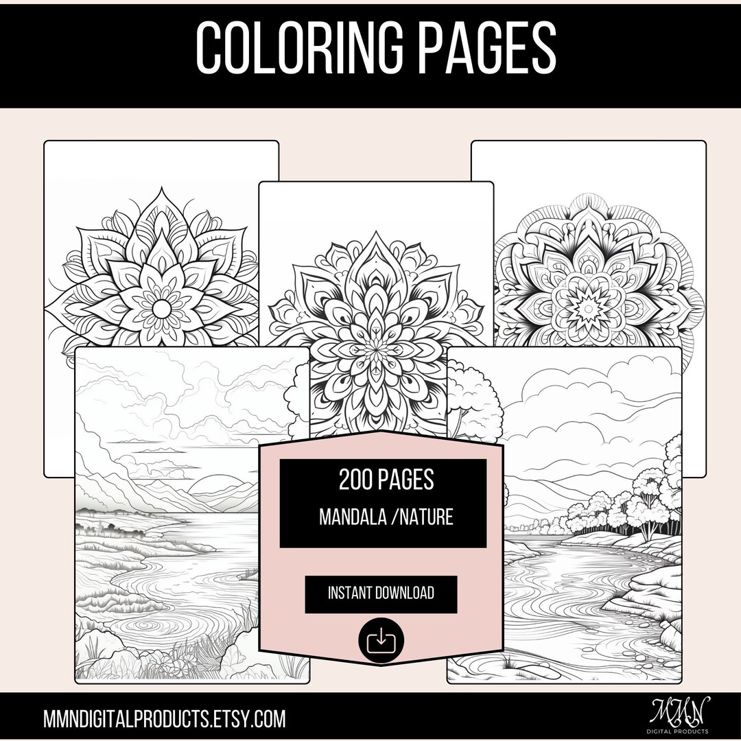 Mandala Adult Coloring Book Printables 200 Creative PDF Coloring Pages ...