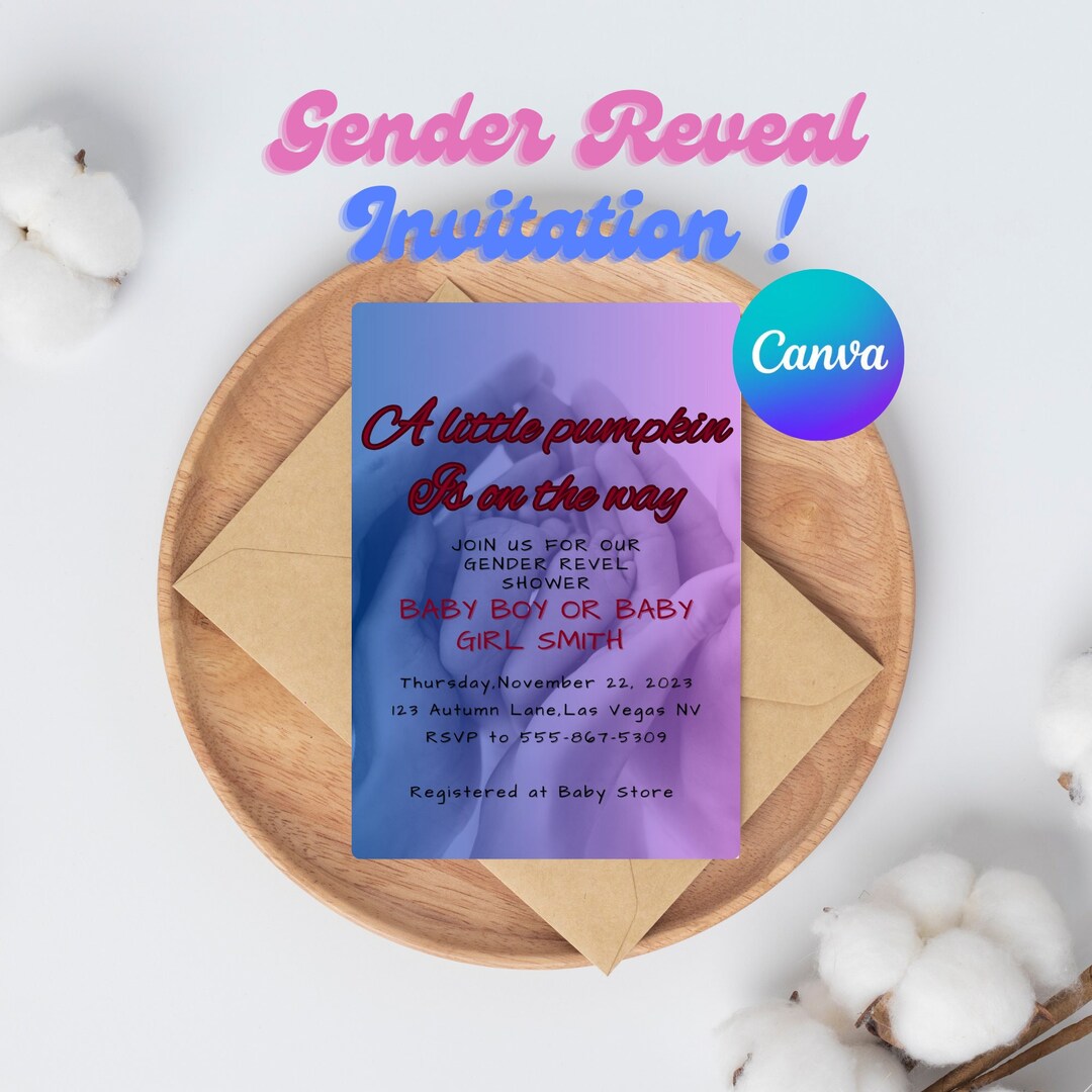 Gender Reveal Digital Invitation Baby Shower Invitation Etsy