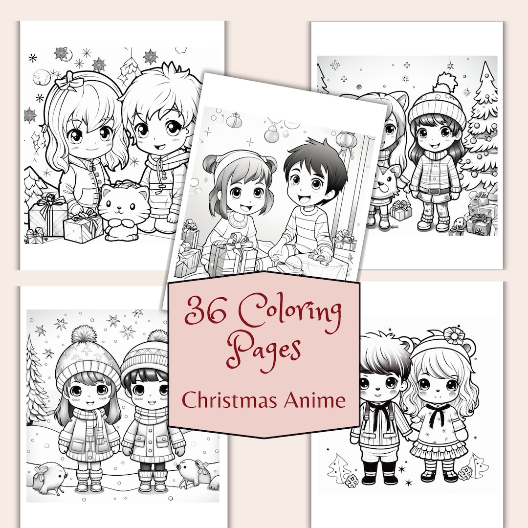 36 Coloring Pages , Christmas Anime Coloring Pages, Adult and Children