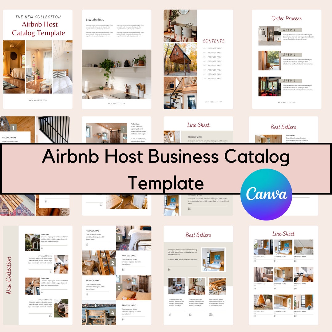 Airbnb Host Business Catalog Template Editable Catalog Canva, Line