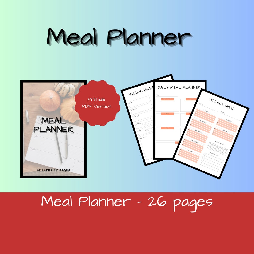 Meal Planner Printable PDF Instant Download Planner Daily Etsy