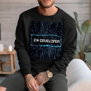 Developer sweatshirt with tech new age design. Great gift for a programmer and a software engineer, for graduation and company events