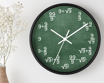 Mathe Wanduhr - Einzigartige mathematische Formeln Dekor - Geschenk für Lehrer, Klassenzimmer und Home Office - Perfekt für Mathe Liebhaber