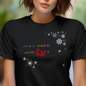 Funny Python Code 'Ho Ho Ho' T-shirt - Geeky Holiday Tee - Programmer Humor Gift - Unique Christmas Apparel for code developers and students