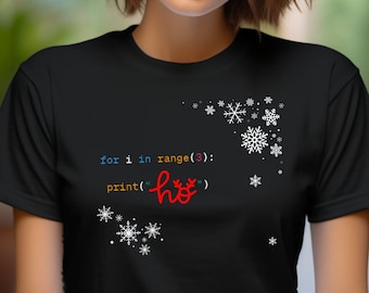 面白い Python コード「Ho Ho Ho」T シャツ - オタクなホリデー T シャツ - プログラマーのユーモアギフト - コード開発者と学生向けのユニークなクリスマス アパレル