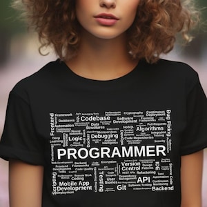 Programmer&#39;s T-Shirt: Code, Debug, Compile - Coding Enthusiast Tee. Gift to a woman software developer, coding girl computer science student
