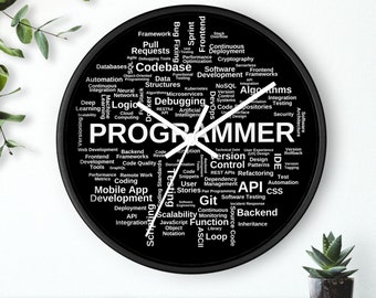 Programmer's Paradise Wall Clock - Geeky Coding Terms Clock - Gift for Programmer, Code Developer, Computer Teacher. Home Office Décor