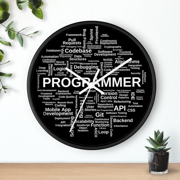 Programmer's Paradise Wall Clock - Geeky Coding Terms Clock - Gift for Programmer, Code Developer, Computer Teacher. Home Office Décor