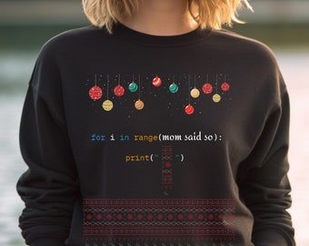 面白い Python コード 醜いセーター スウェットシャツ - オタク風クリスマス プルオーバー - プログラマー向けユーモアギフト - ユニークなホリデー アパレル - コード愛好家向けギフト