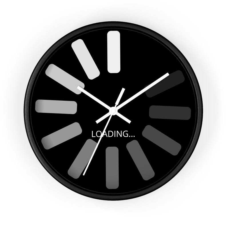 Computer Ladeprozess Wanduhr, Programmierer Geschenk, Tech Büro Dekor, Einzigartige Design Wanduhr, Schwarz Weiß Uhr, Ingenieur Schüler Bild 2