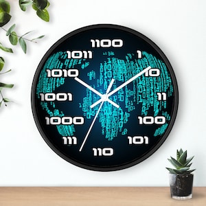Binary Wall Clock, Binary Hour Numbers Watch - Cool Tech Design - Geeky Home Decor - Unique Timepiece. Programmers and IT professionals Joke