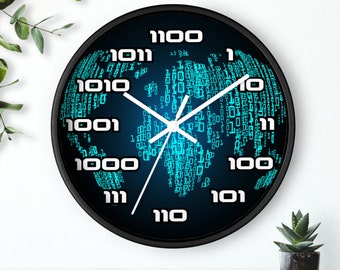 Binary Wall Clock, Binary Hour Numbers Watch - Cool Tech Design - Geeky Home Decor - Unique Timepiece. Programmers and IT professionals Joke