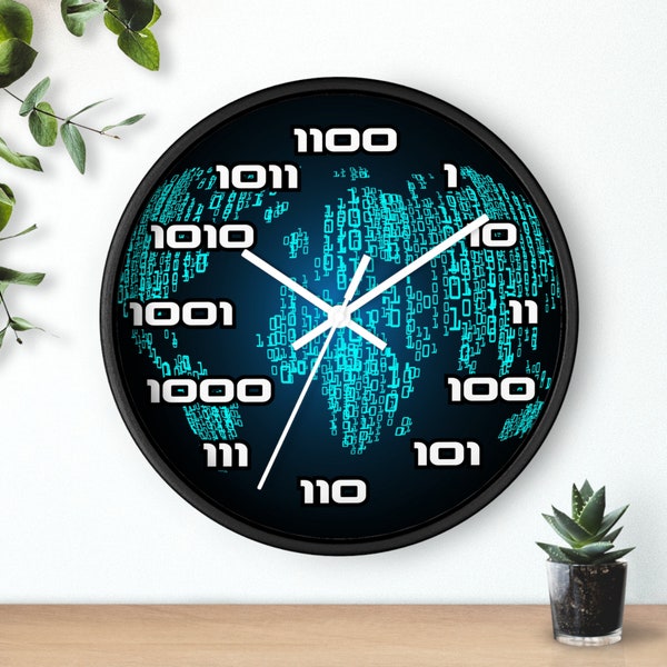 Binary Wall Clock, Binary Hour Numbers Watch - Cool Tech Design - Geeky Home Decor - Unique Timepiece. Programmers and IT professionals Joke