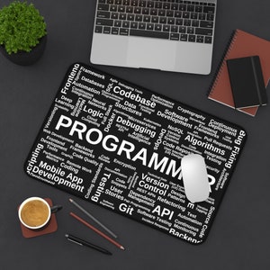 Programmer Desk Mat - Coding Inspired Desk Accessory. Gift for a software engineer, developer and coding geek for graduation and a new job