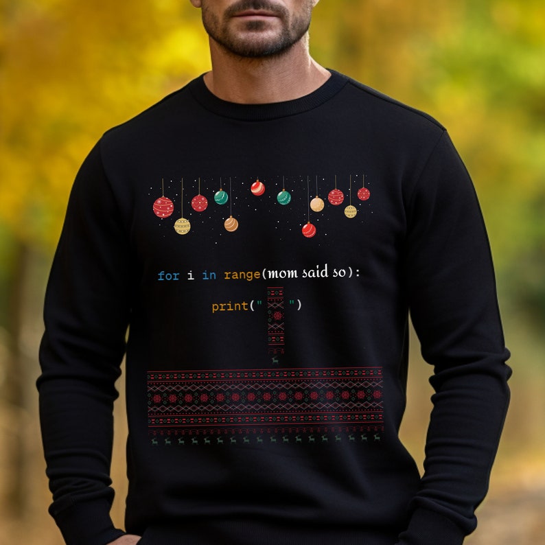 Funny Python Code Ugly Sweater Sweatshirt - Geeky Christmas Pullover ... image.