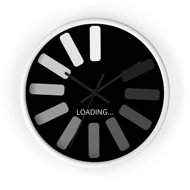 Computer Ladeprozess Wanduhr, Programmierer Geschenk, Tech Büro Dekor, Einzigartige Design Wanduhr, Schwarz Weiß Uhr, Ingenieur Schüler Bild 4