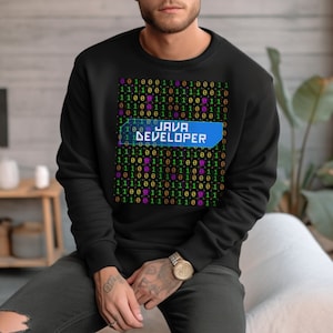 Java Developer sweatshirt with tech design, programmers sweater, great gift for RnD team. Women in development, science and technology
