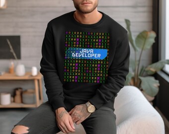 Java Developer Sweatshirt, Tech Design, Unisex Coder Gift