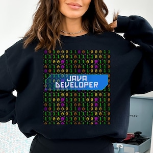 Java Developer sweatshirt with tech design, programmers sweater, great gift for RnD team. Women in development, science and technology