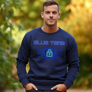 Blaues Team Cyber Shield Sweatshirt | IT-Sicherheit Hacker Verteidigung. Neue Büro-Teetasse für Cyber-Sicherheitsspezialist, Hacker und IT-Nerd