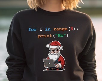 Geeky Santa Python Code Sweatshirt - Ho Ho Ho - Christmas Tech Humor Jumper - Programmer's Holiday Gift - Software Developer Joke