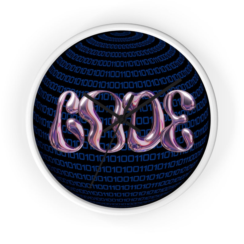 CODE Wall Clock: Dramatic Black Timepiece Binary Symbols for ...