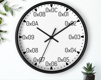 Computer Geeks and Programmers Wall Clock - Classroom and Home Office Decor for Teacher, Scientist and Math Geek - Hexadecimal Hours Clock