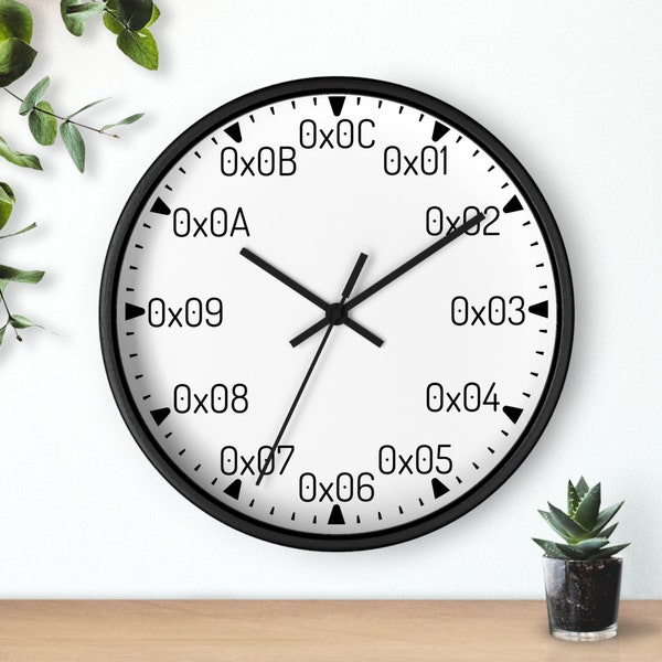 Computer Geeks and Programmers Wall Clock - Classroom and Home Office Decor for Teacher, Scientist and Math Geek - Hexadecimal Hours Clock