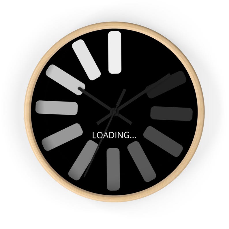 Computer Ladeprozess Wanduhr, Programmierer Geschenk, Tech Büro Dekor, Einzigartige Design Wanduhr, Schwarz Weiß Uhr, Ingenieur Schüler Bild 10