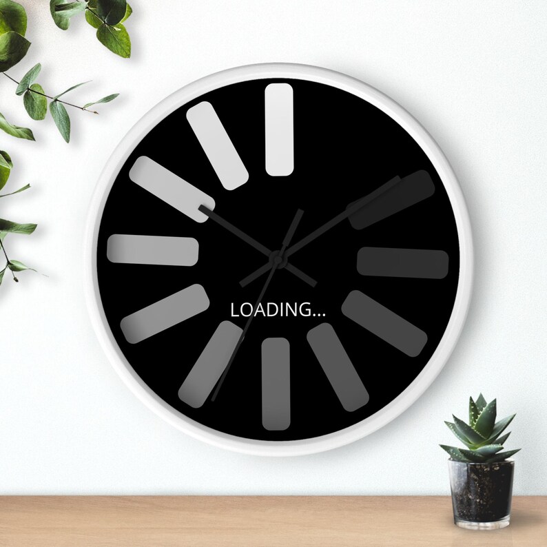 Computer Ladeprozess Wanduhr, Programmierer Geschenk, Tech Büro Dekor, Einzigartige Design Wanduhr, Schwarz Weiß Uhr, Ingenieur Schüler Bild 6