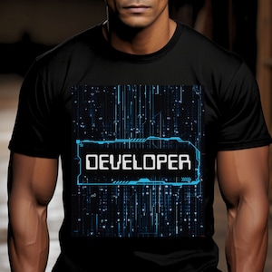 Developer shirt with tech design, programmers tee, great gift for a software engineer RnD team shirt, Coder High-Tech binary design t-shirt