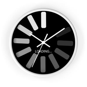 Computer Ladeprozess Wanduhr, Programmierer Geschenk, Tech Büro Dekor, Einzigartige Design Wanduhr, Schwarz Weiß Uhr, Ingenieur Schüler Bild 7