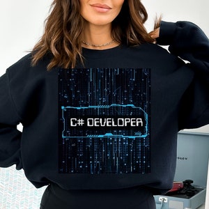 Developer sweatshirt with tech new age design. Great gift for a programmer and a software engineer, for graduation and company events