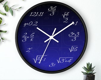 Math Wall Clock - Classroom Art Decor - Teacher Gift - Mathematical Equations Wall Clock - Unique Purple Geek Decor for Math Enthusiasts