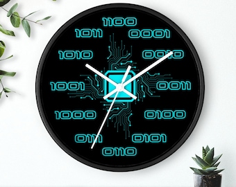 Tech Binary Wall Clock - Numbers in Binary Code - Perfect for Programmers, Coders, and Tech Enthusiasts - Geeky Home Decor- Unique Timepiece