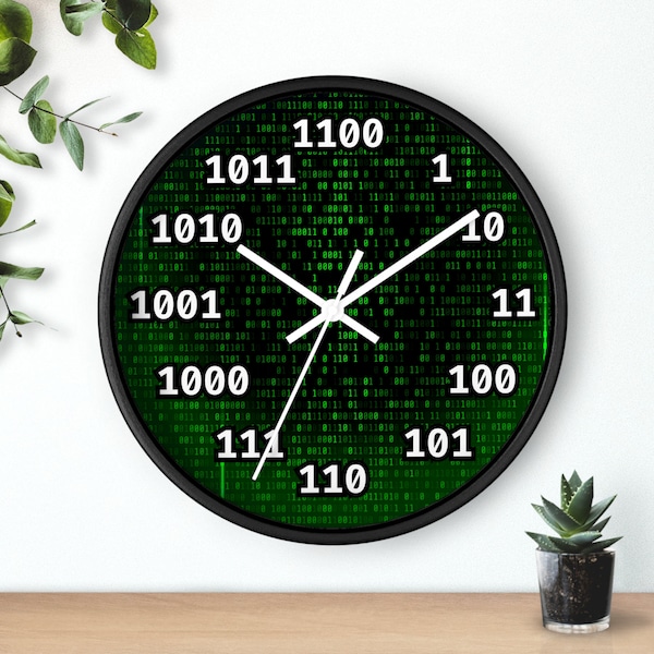 Binary Wall Clock, Binary Hour Numbers Watch - Cool Tech Design - Geeky Home Decor - Unique Timepiece. Programmers and IT professionals Joke