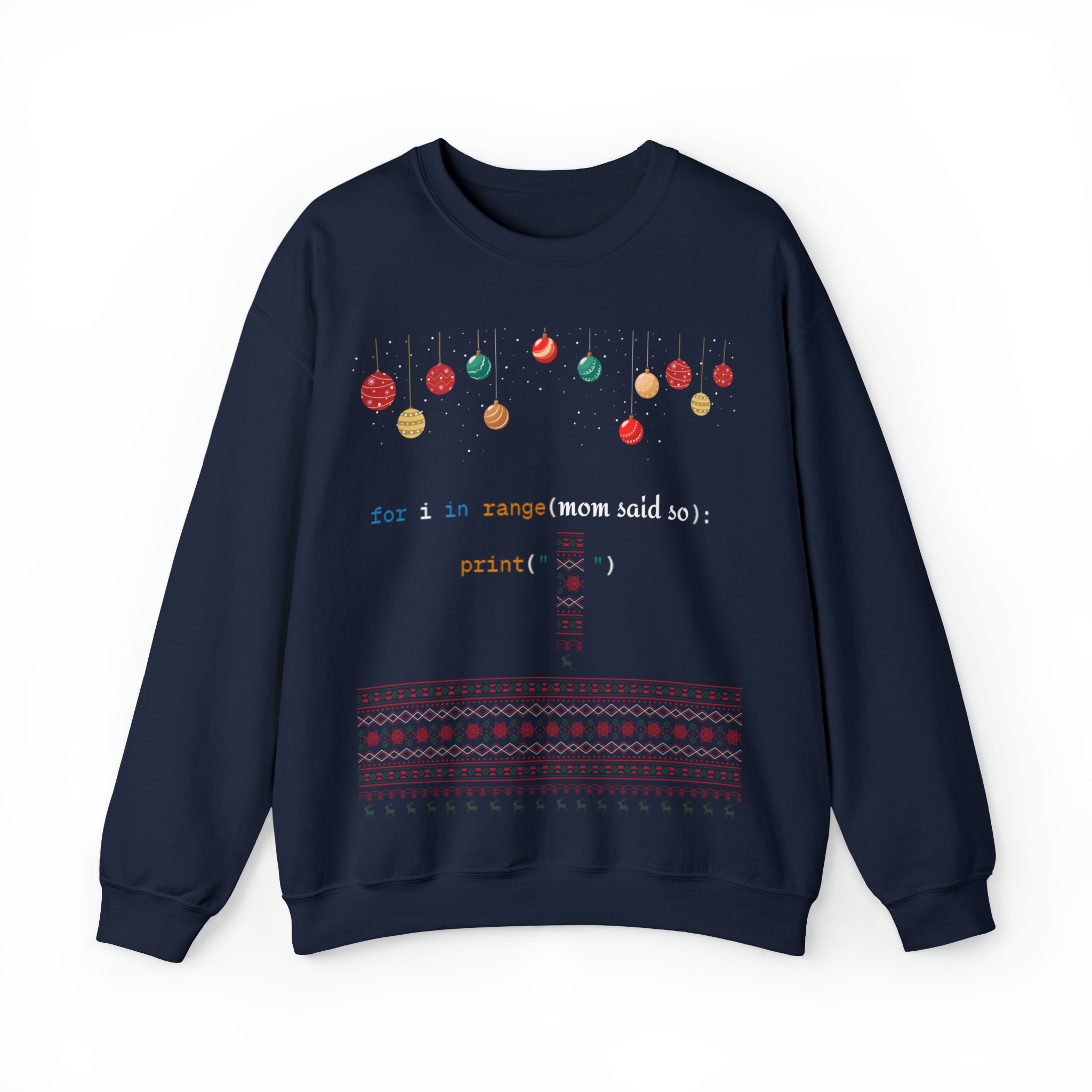Funny Python Code Ugly Sweater Sweatshirt - Geeky Christmas Pullover ...