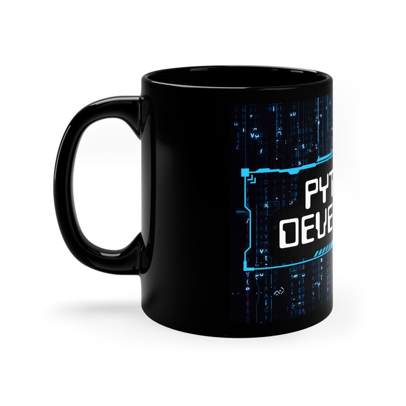 Python Developer mug, with tech new age design. Great gift for a programmer and a software engineer, for graduation and company events image 3