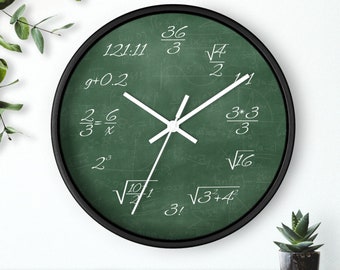 Math Wall Clock - Unique Mathematical Equations Decor - Teacher Gift - Classroom Art - Geeky Home Office Decor