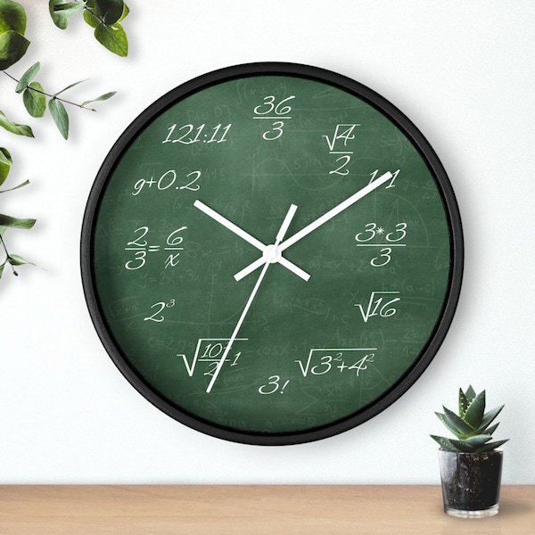 Math Wall Clock - Unique Mathematical Equations Decor - Teacher Gift - Classroom Art - Geeky Home Office Decor