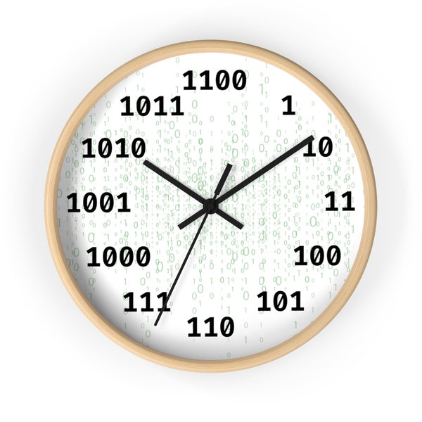Binary Wall Clock, Binary Hour Numbers Watch - Cool Tech Design - Geeky Home Decor - Unique Timepiece. Programmers and IT professionals Joke