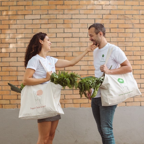 Sac en toile brodé "Coquine Saint-Jacques"  80% coton recyclé