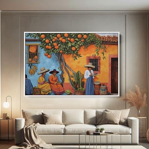 Mexican Wall Art - Traditional Mexican Home Painting - Mexican Housewarming Gift - Framed Unframed Mexican Art Ready To Hang