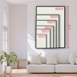 May include: A visual guide to different canvas sizes for artwork, ranging from 14x20 inches to 40x60 inches. The sizes are displayed in both inches and centimeters.
