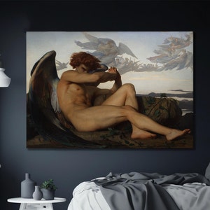 Alexandre Cabanel Fallen Angel Canvas , Cabanel Painting, Reproduction Art, Angel Wall Decor, Classic Art Canvas, Fallen Man Painting
