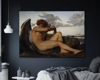 Alexandre Cabanel Fallen Angel Canvas , Cabanel Painting, Reproduction Art, Angel Wall Decor, Classic Art Canvas, Fallen Man Painting