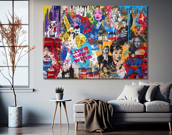 Love Graffiti Pop Art Canvas, Banksy Style Pop Art, Street