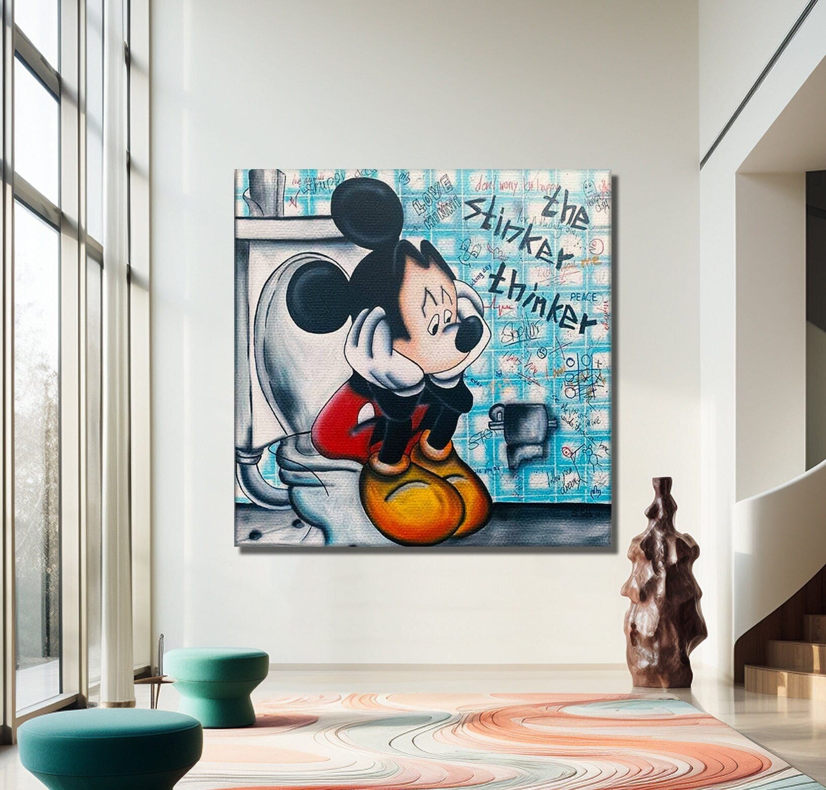 卸売 the in Mickey Toilet Banksy Print, Canvas Art Pop 2 Versiyon コレクション