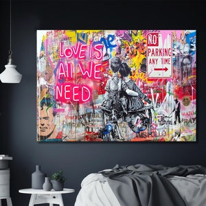 Love Is All We Need Banksy Canvas Print  Art, Banksy Canvas, Banksy Pop Art Wall Art Graffiti Wall Art Street Art Print Banksy Love Print
