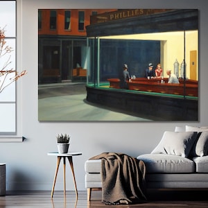 Edward Hopper Nighthawks 1942 Canvas Wall Art Print, Edward Hopper Art, Vintage Wall Art